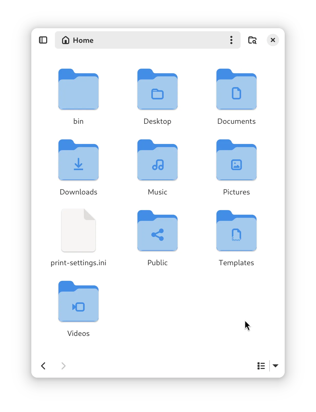 Screenshot of Nautilus (a file manager) in light mode on GNOME before using KDE Plasma: the icons and cursor follow the default Adwaita theme.
